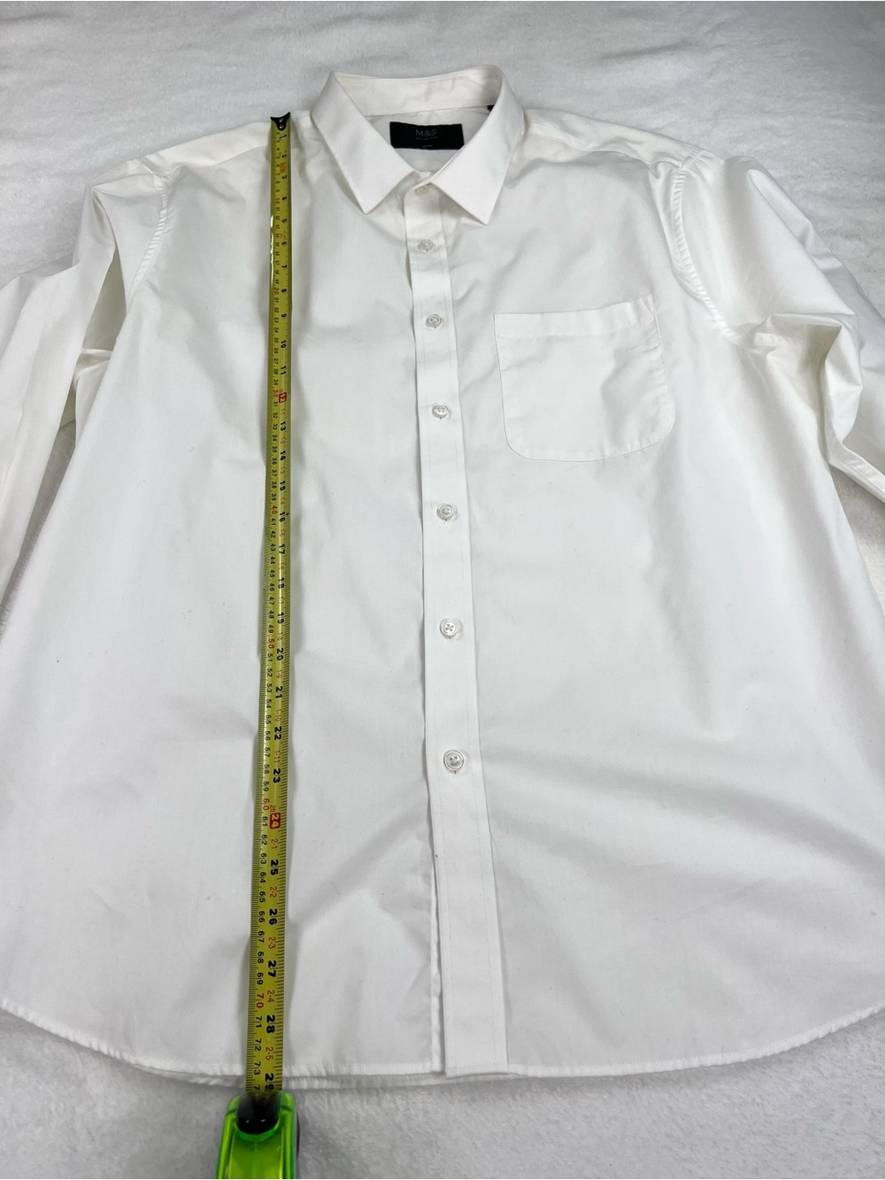 Marks & Spencer Collection Men’s Cotton Dress Shirt 17.5 44-45cm Slim Fit White - Picture 10 of 12